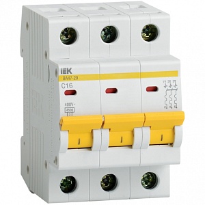 Автоматический выключатель "ИЭК" ВА47-29 3P 20A характеристика C 4,5кА / MVA20-3-020-C