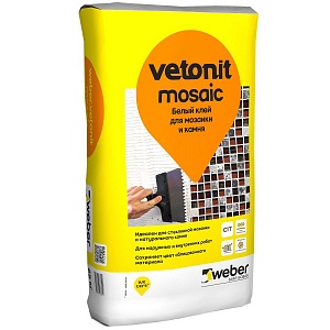 Клей усиленный для керамогранита Vetonit Mosaic (белый), 25 кг