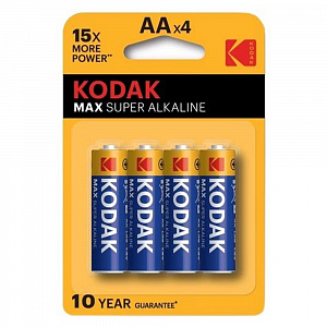 Батарейка AA (LR06) "Kodak" MAX SUPER Alkaline, 4шт/уп